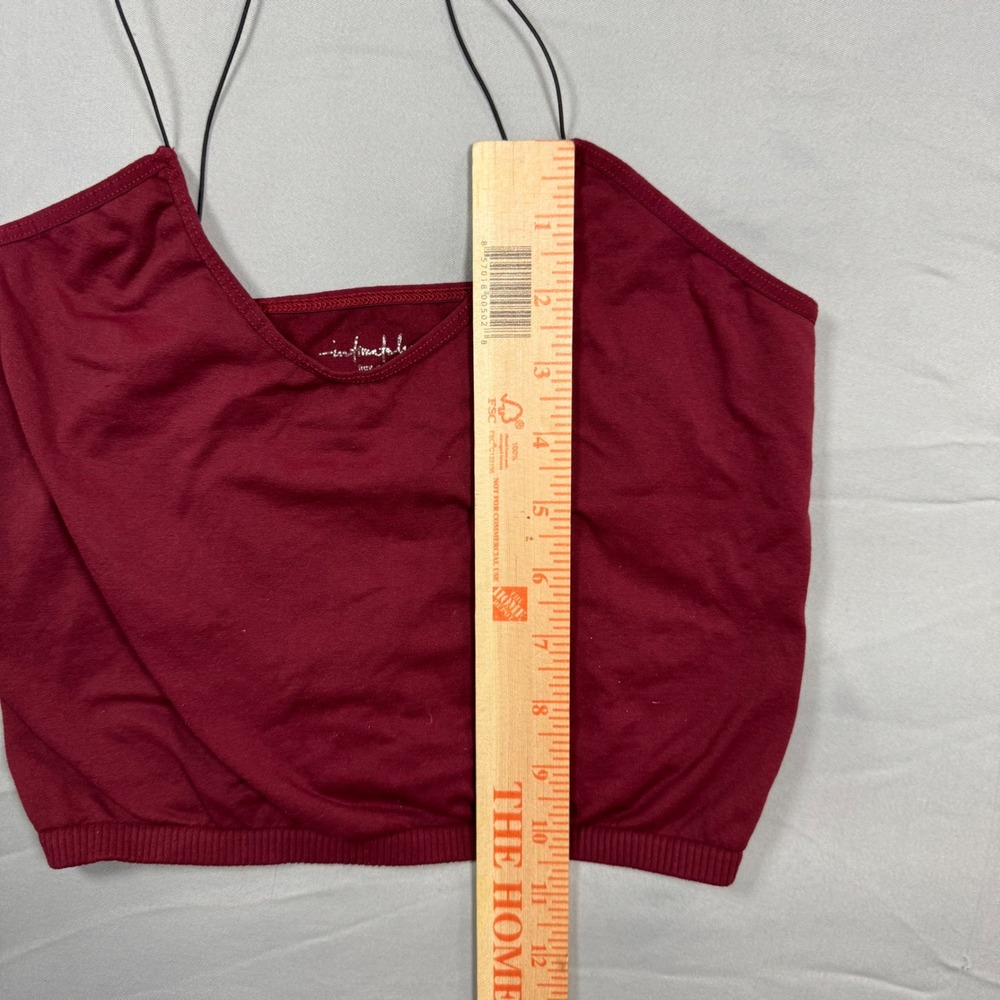 Intimately Free People Brami Cami Tank Top Burgundy Cropped M/L Skinny Strap - Picture 4 of 5